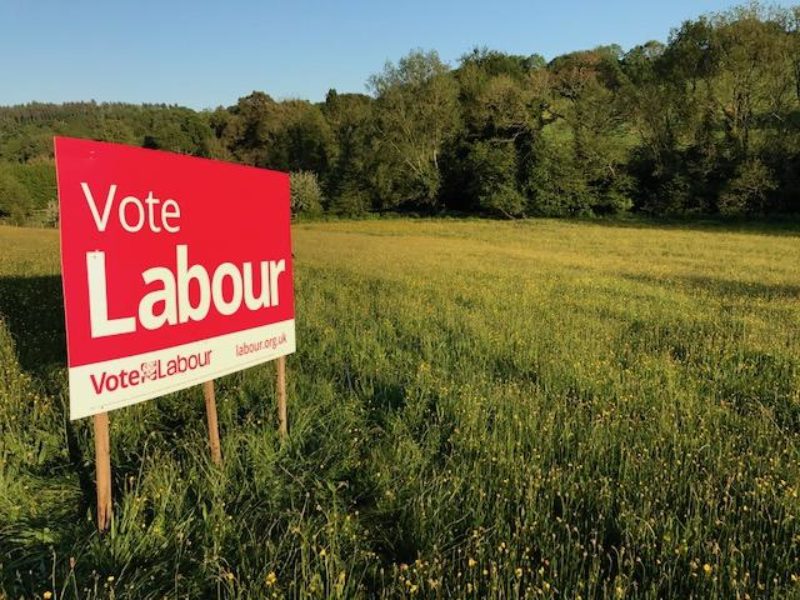 Vote labour sign in field